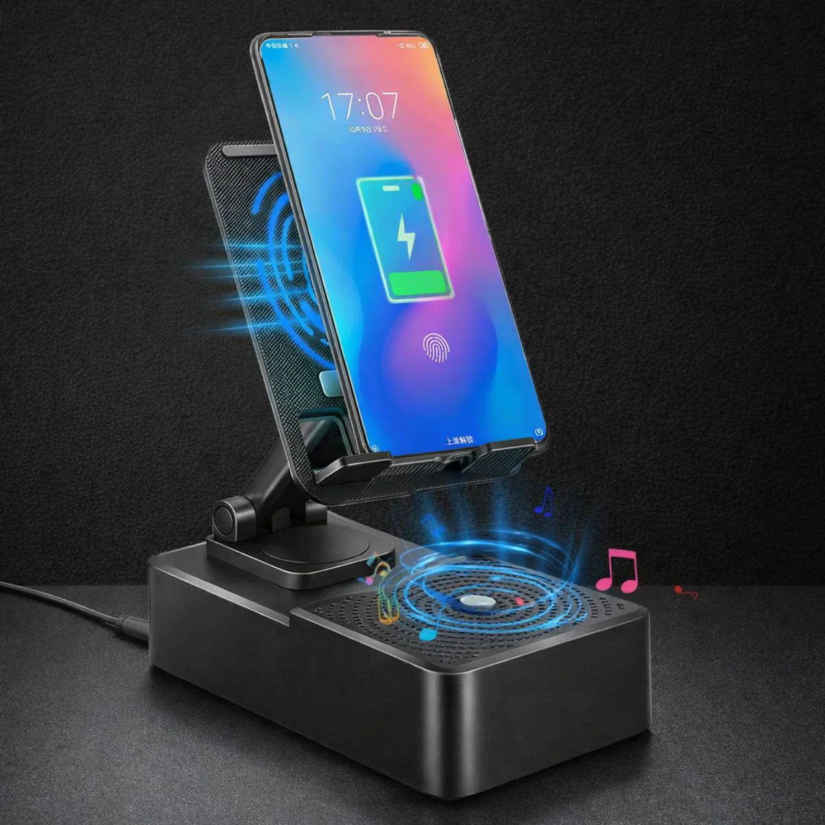 Power Bank Multifunción 3 En 1. Cargador Portátil Para Celular Smartphone. Soporte Ajustable Con Bocina Bluetooth Integrada
