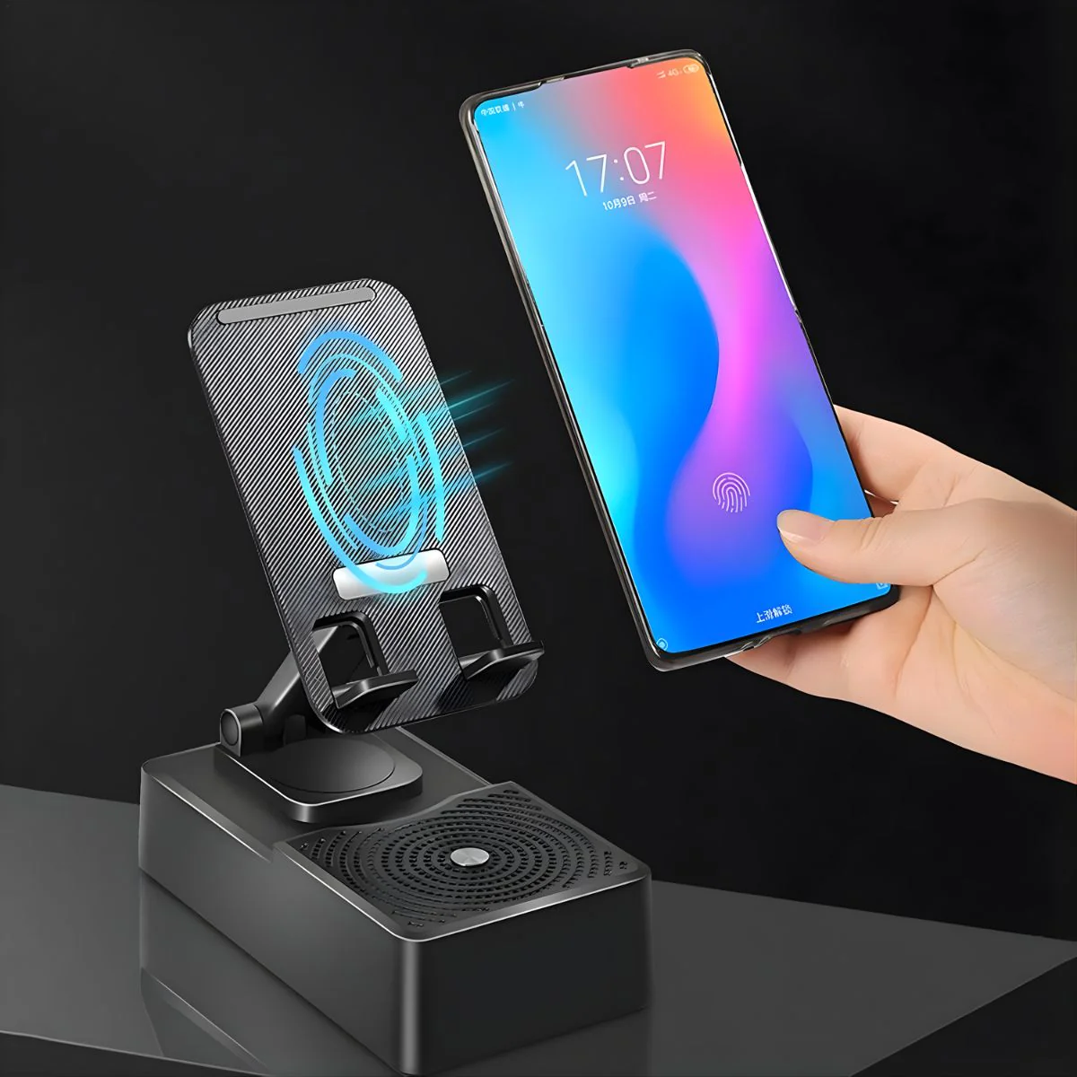 Power Bank Multifunción 3 En 1. Cargador Portátil Para Celular Smartphone. Soporte Ajustable Con Bocina Bluetooth Integrada - Image 2