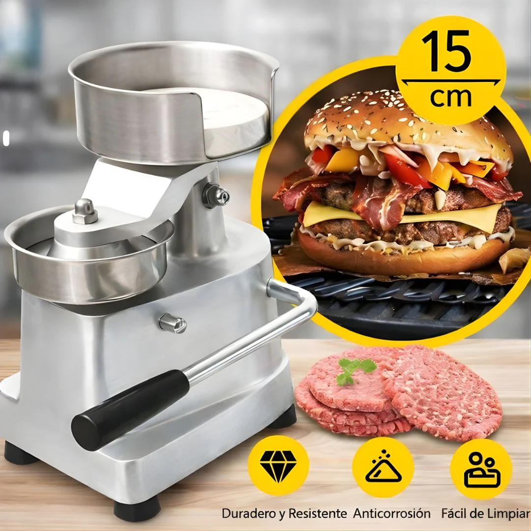 Prensa Manual Para Hamburguesas 15Cm (6") De Aluminio. Moldeador Formador De Carne.