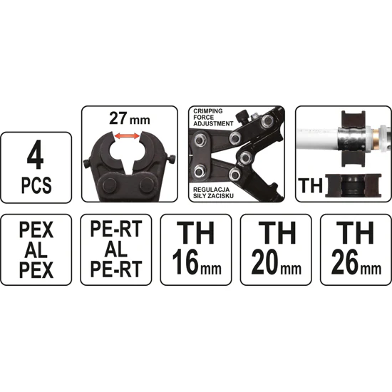 Prensa Manual Para Tubos Pex Th16-26. Incluye 3 Juegos De Matrices: Th16/ Th20/ Th26. - Image 3