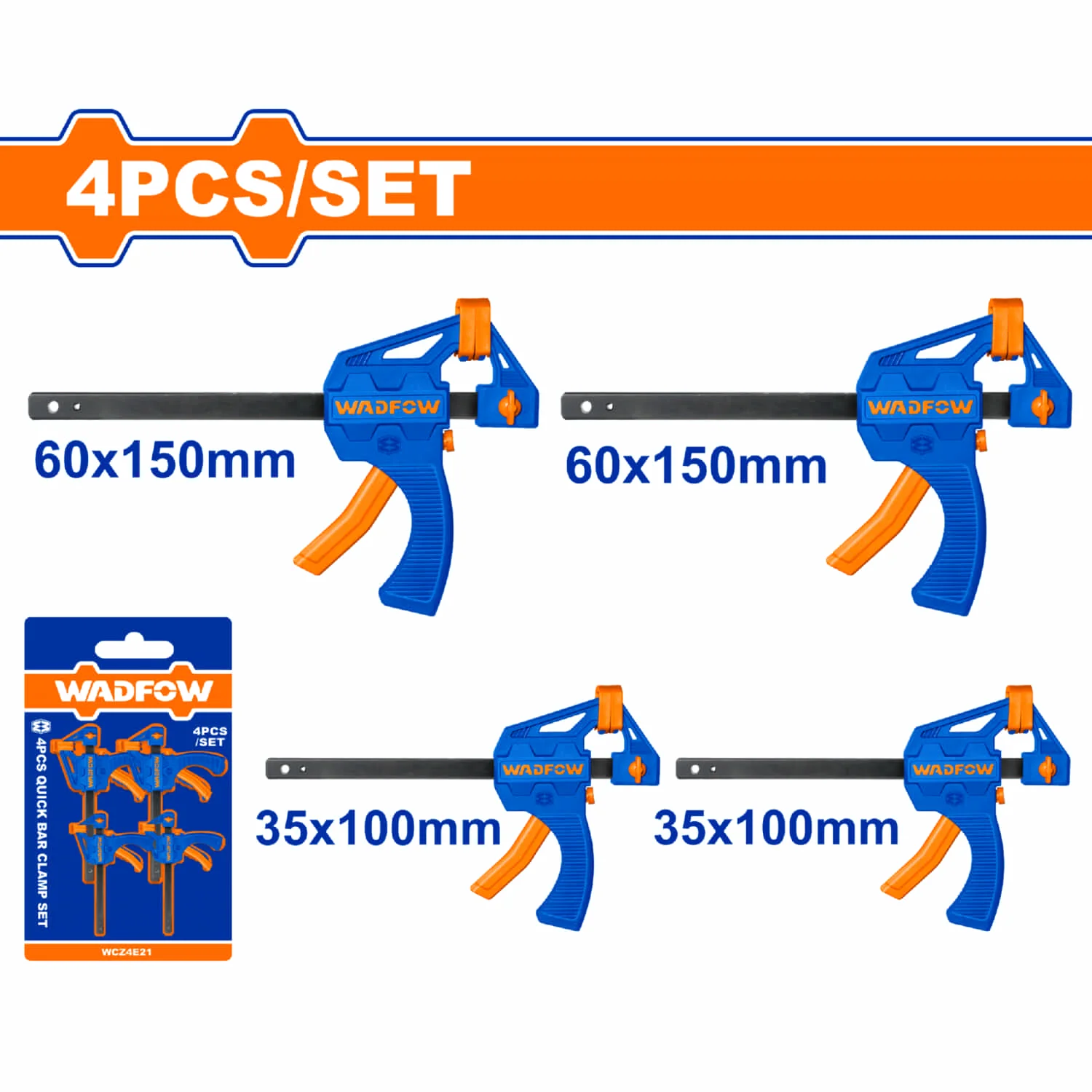 Prensas Sargento De Barra 4" Y 6". Cuerpo De Plástico Duro. Barra Acabado Negro. Set 2 C/U