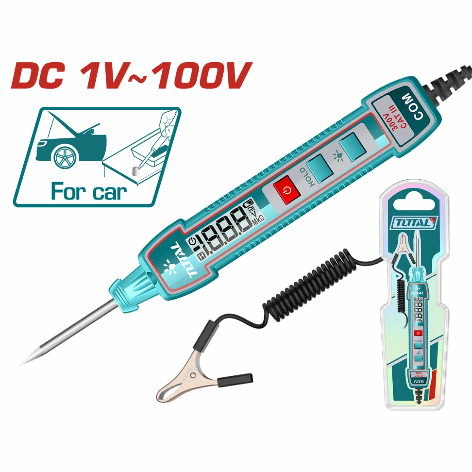 Probador De Voltaje Automotriz De DC 1-100V. Longitud Máx. 2700Mm. Pantalla Digital - Image 2