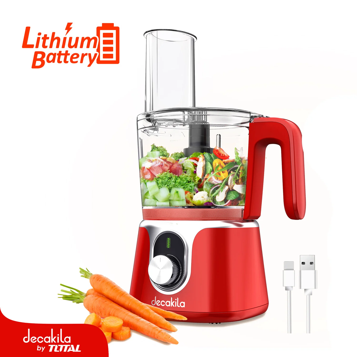 Procesador De Alimentos Inalámbrico 200W 1.25L Cargador Tipo C 11.1V Cable USB Tipo Samsung. Pica, Rebana Y Corta. - Image 3
