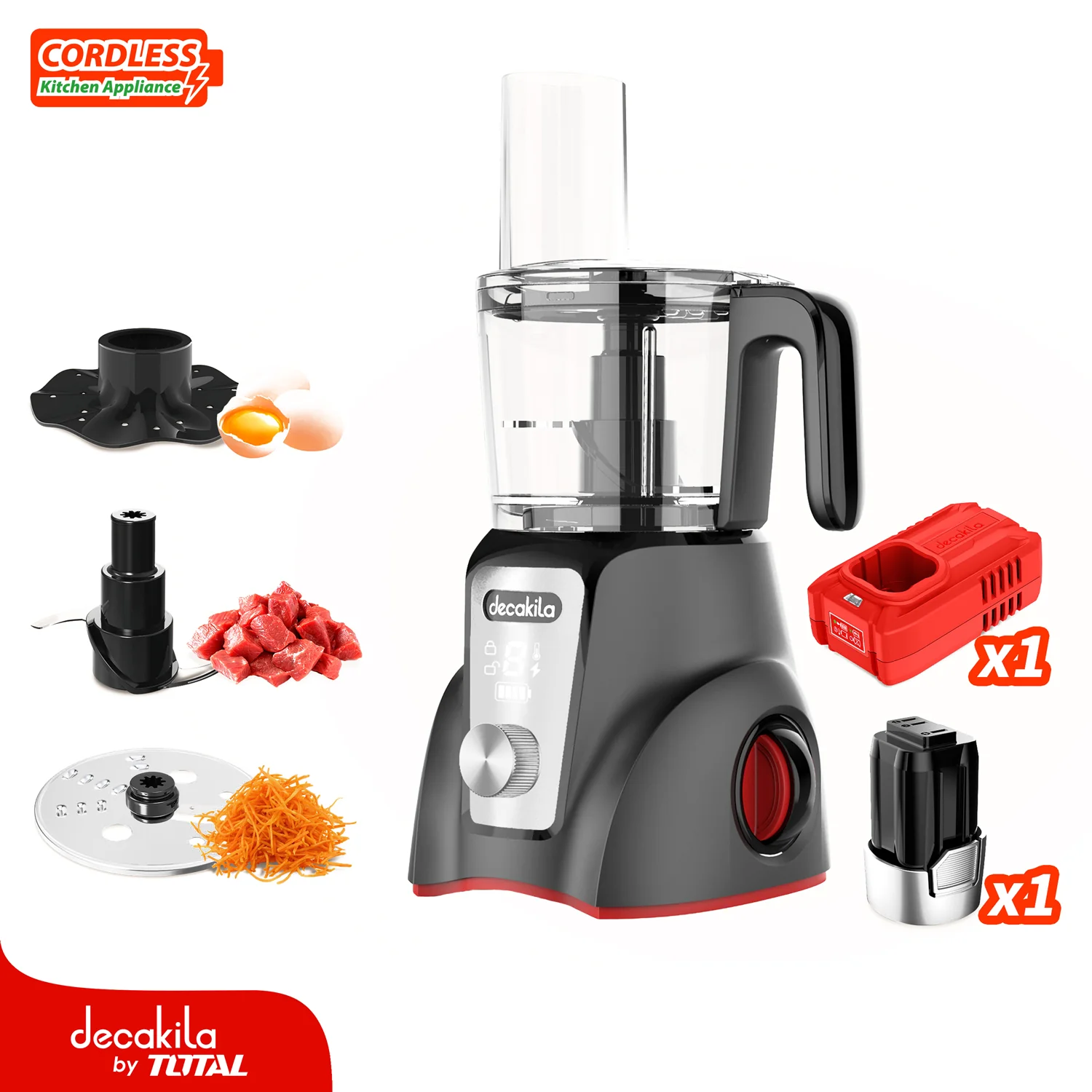 Procesador De Alimentos Inalámbrico Gris 250W 1.25L  Pica, Rebana Y Corta. Incluye Batería Y Cargador. - Image 2