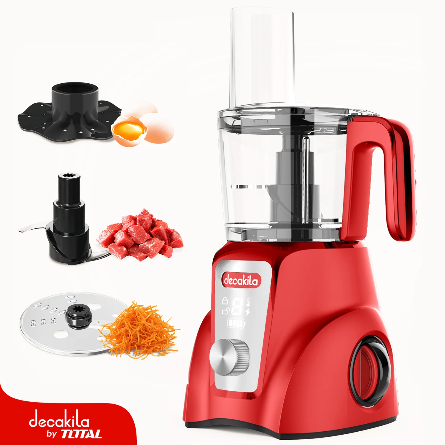 Procesador De Alimentos Inalámbrico Rojo 250W 1.25L Pica, Rebana Y Corta. Batería Y Cargador Por Separado. - Image 2