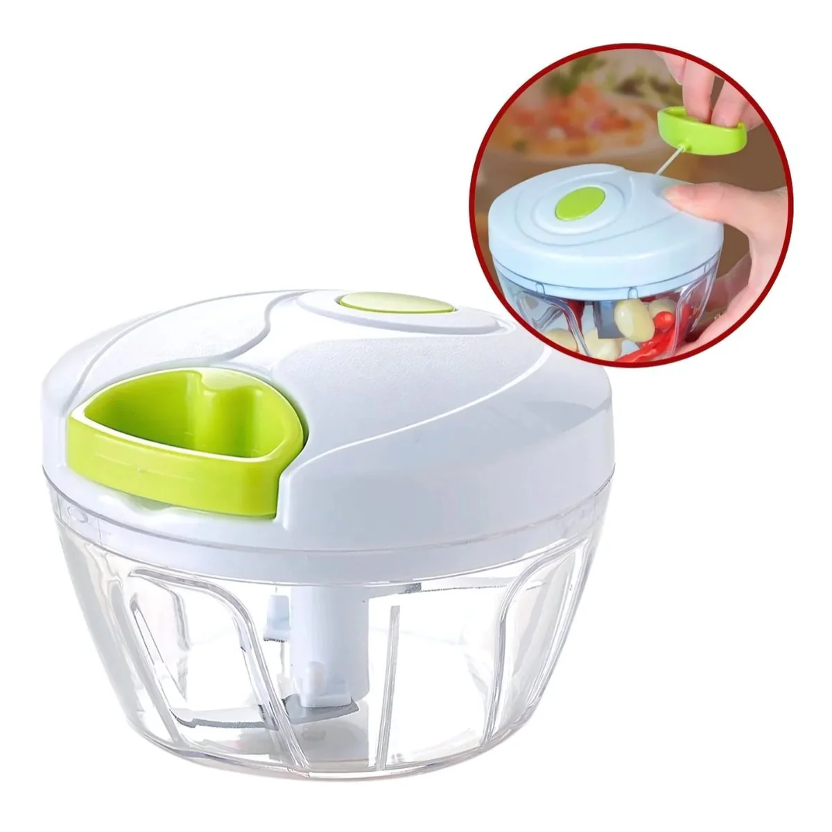 Procesador De Alimentos Manual Por Cuerda. Mini Picador Manual De 3 Cuchillas. Tritura Ajo, Verduras Y Frutas. - Image 5
