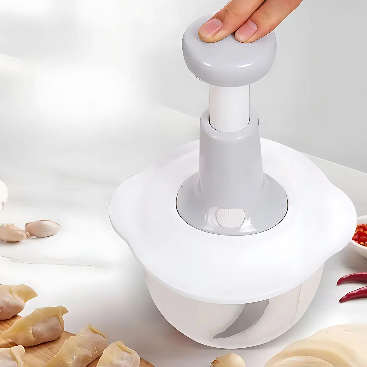 Procesador Picador De Alimentos Manual Con Cuchillas De Acero Inoxidable 1.5L Triturador Picador De Verduras, Frutas Y Carnes. - Image 3