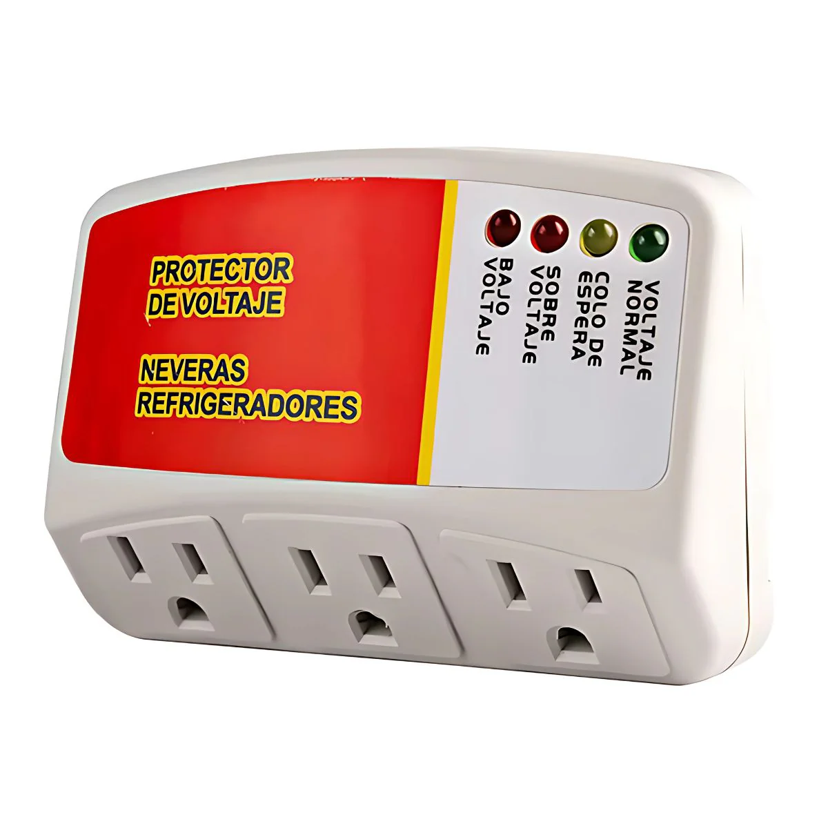 Protector De Voltaje Enchufable Para Neveras, Refrigeradores Y Equipos Electrónicos Con 3 Tomas Y Luces LED. Supresor De Picos. 110V - Image 2