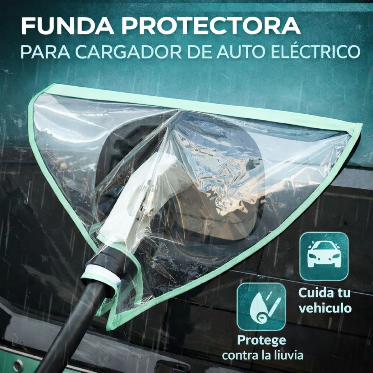 Protector Impermeable Para Puerto De Carga De Auto Eléctrico. Cubierta Antilluvia Magnética De PVC. Funda Contra Agua Y Polvo Para Carro. Color Verde