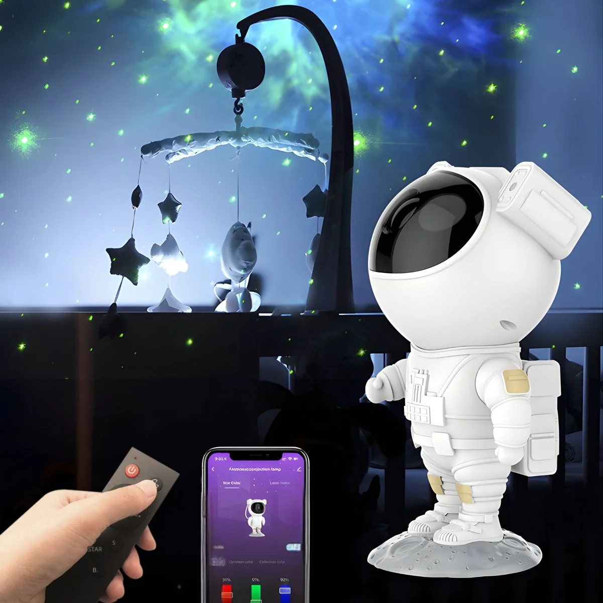Proyector Astronauta Luz Nocturna 4.7X4.3X9” (12X11x23cm) 5V 1A, 2500Mah. Ideal Para Habitaciones Infantiles Y Decoración. - Image 2