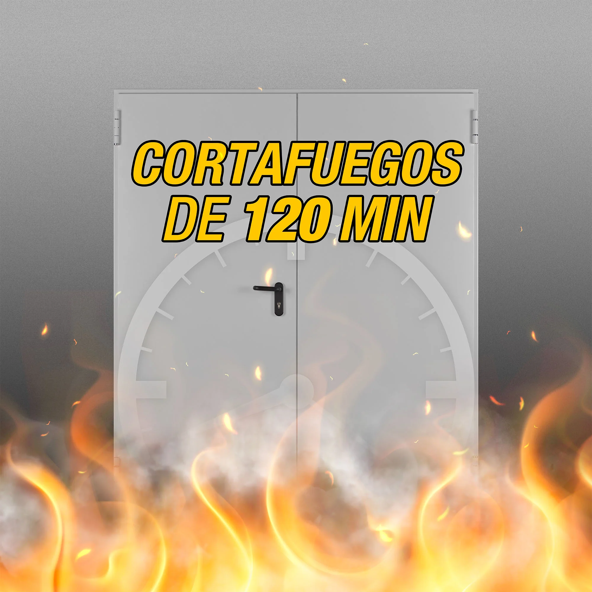 Puerta Cortafuegos Anti Incendio Doble Derecha EI120 Minutos 1500X2140mm Marco MC3 Color Gris 7035 (No Incluye Cilindro, Ni Cuadrillo Partido Se Vende Por Separado) - Image 3