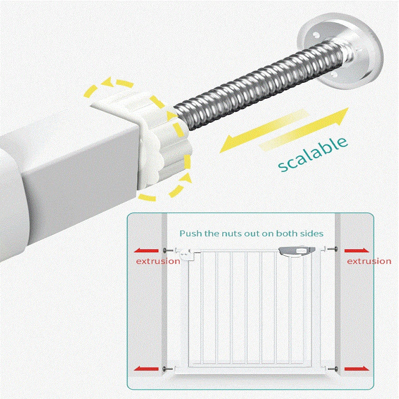 Puerta Barrera De Seguridad Para Bebes O Mascotas, Con Una Extensión Entre 76 A 84Cm, Color Blanco - Image 3
