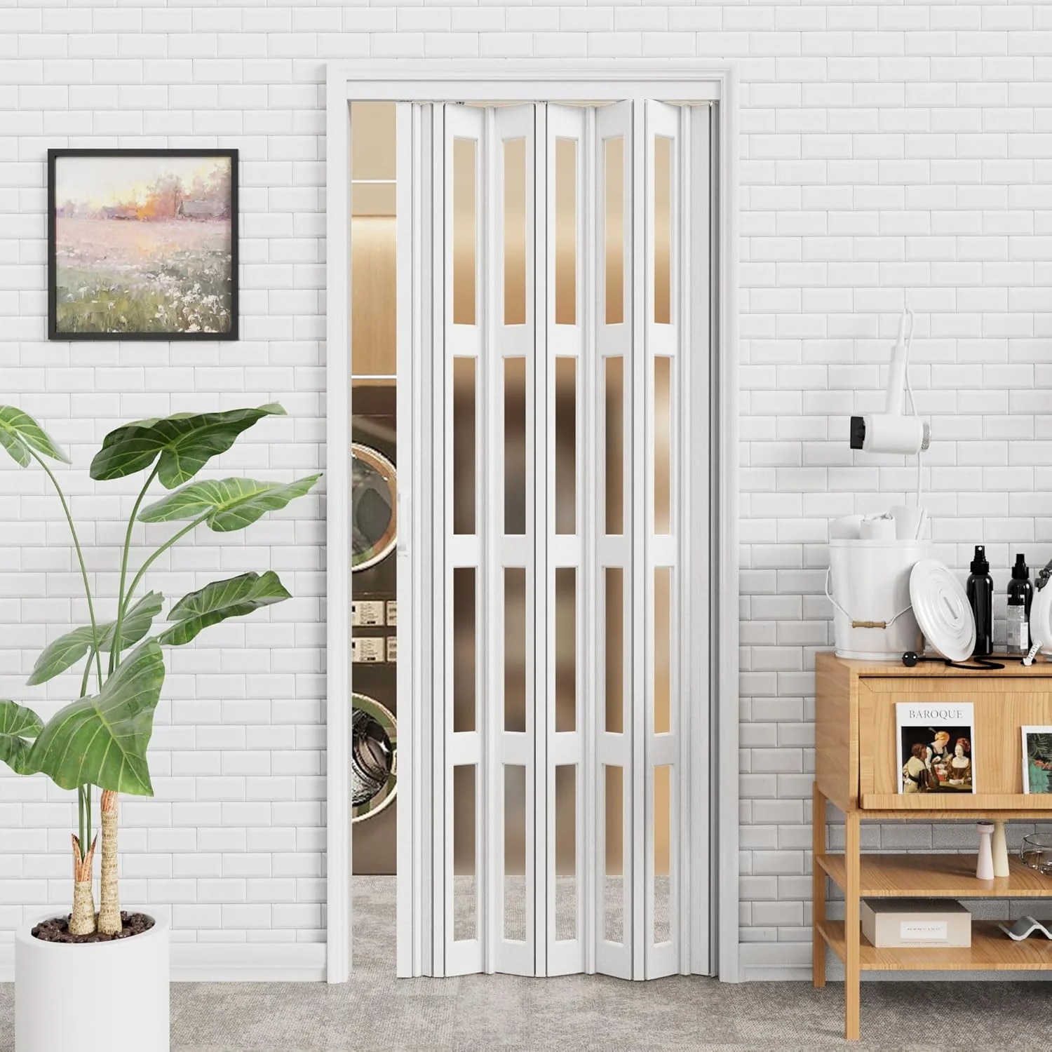 Puerta Plegable PVC Acordeón 215X100X1.2Cm Blanca | Resistente – Panamá