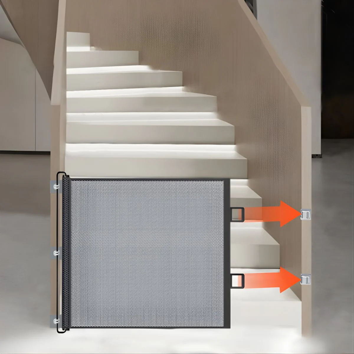 Puerta Retráctil De Seguridad. Barrera De Protección Para Niños Y Mascotas. Malla Extensible Para Escaleras Y Puertas 130×78 Cm. - Image 3