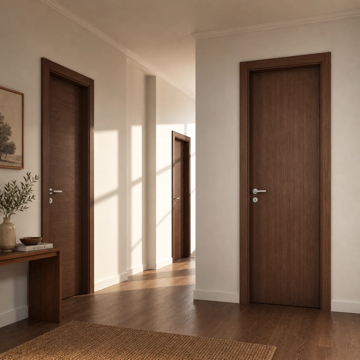 Puerta WPC 45Mm Madera Interior Roble Oscuro 70X215cm Incluye Marco Completo Y Herrajes Silver. Altisima Calidad Y Resistencia - Image 2