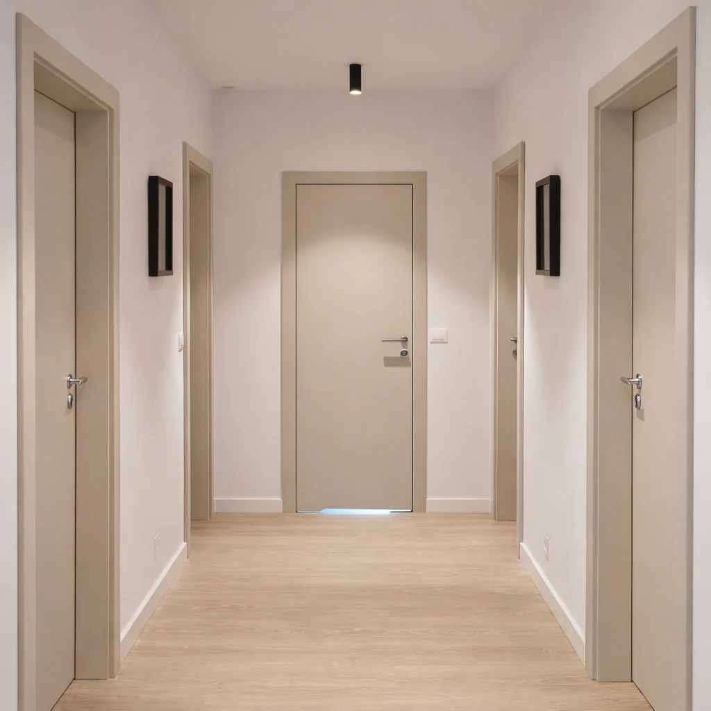 Puerta WPC 45Mm Madera Interior Beige Crema 85X215cm Incluye Marco Completo Y Herrajes Silver. Altisima Calidad Y Resistencia - Image 2