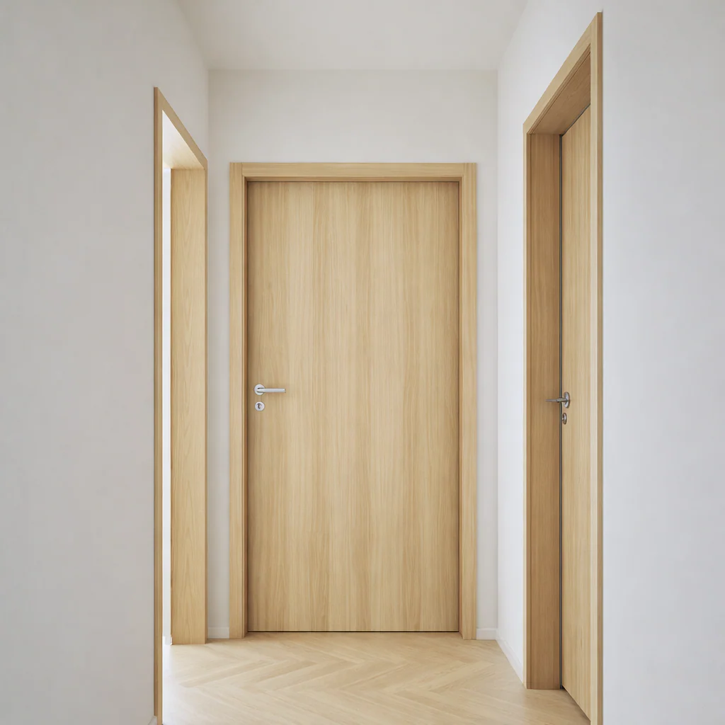Puerta WPC 45Mm Madera Interior Fresno Recamara 100X215cm Incluye Marco Completo Y Herrajes Silver. Altisima Calidad Y Resistencia - Image 2