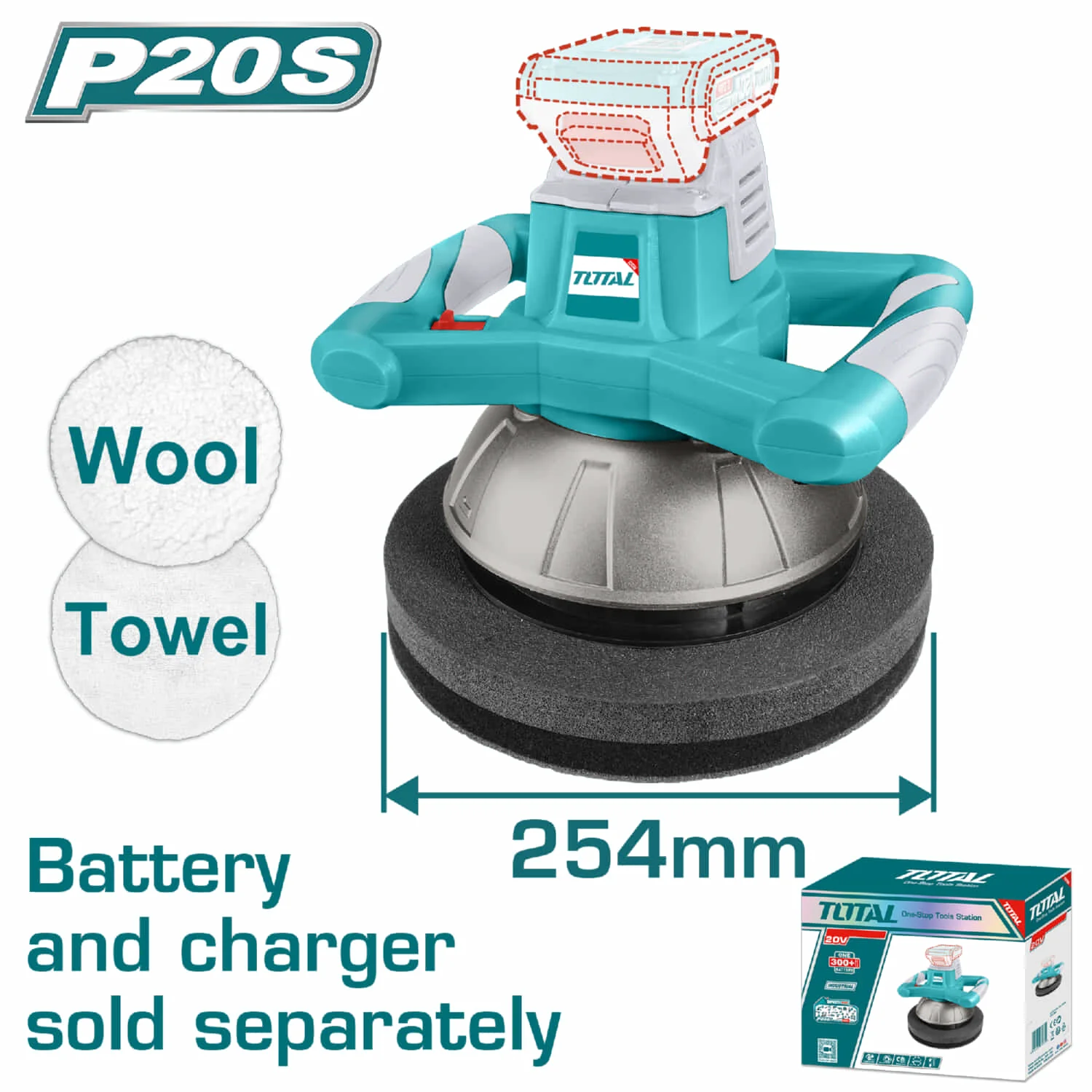 Pulidora Orbital De 254 Mm. 20V Inalámbrica Para Carro No Incluye Batería Ni Cargador
