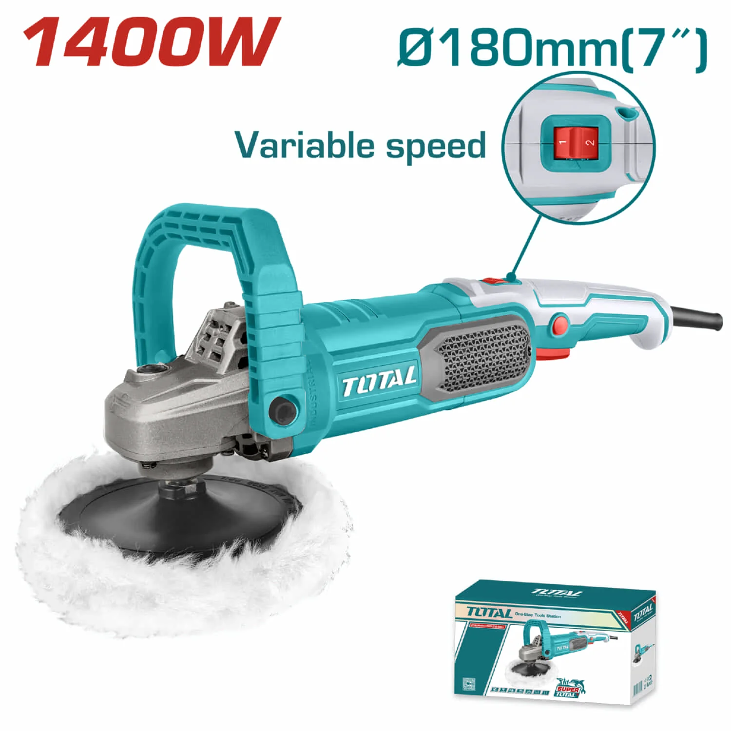 Pulidora De Felpa 1400W De 7" Vel.1500-3600Rpm. Incluye: Accesorios.