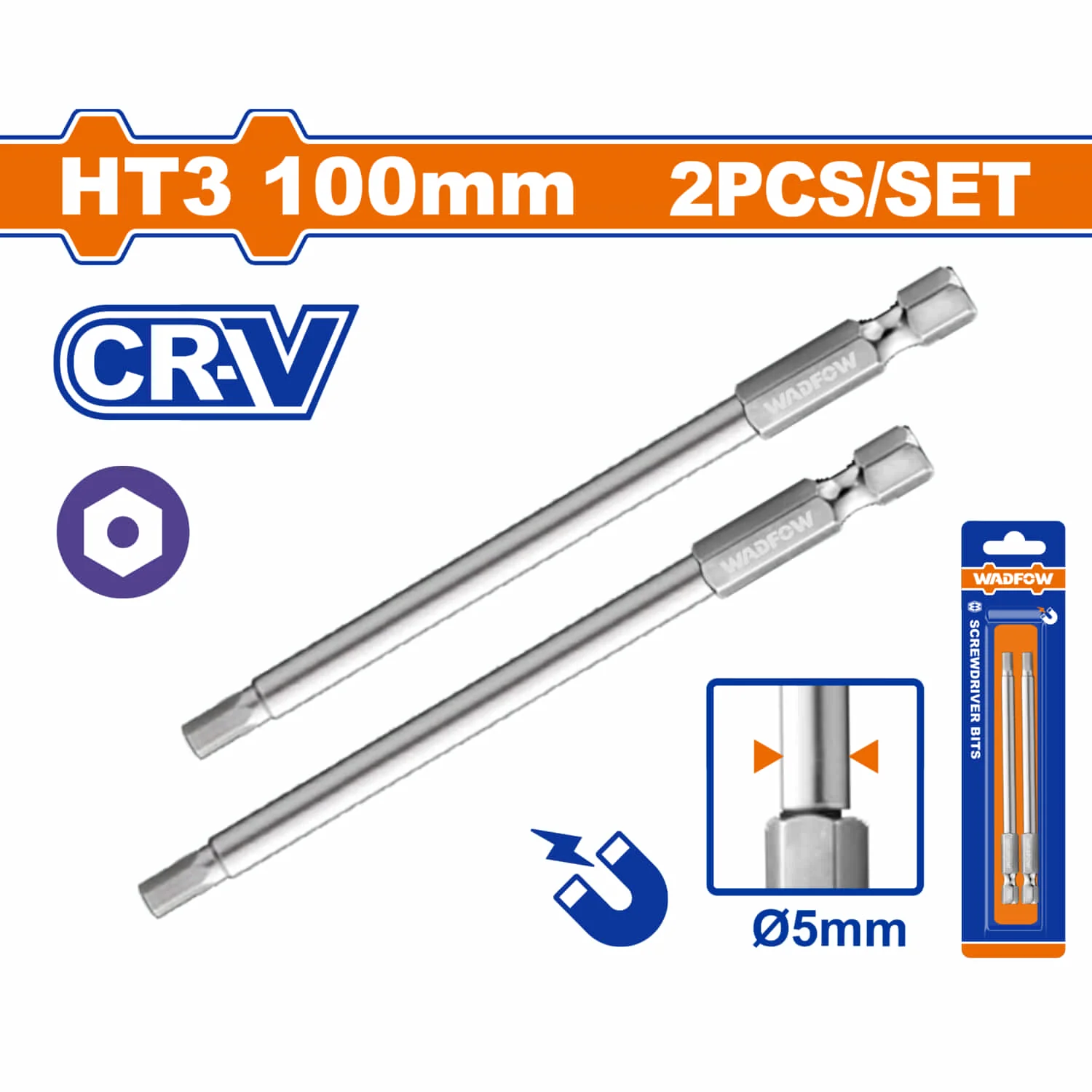 Puntas De Destornillador Hexagonal Torx HT3 Cr-V Punta Magnética. Set De 2 Piezas. - Image 2