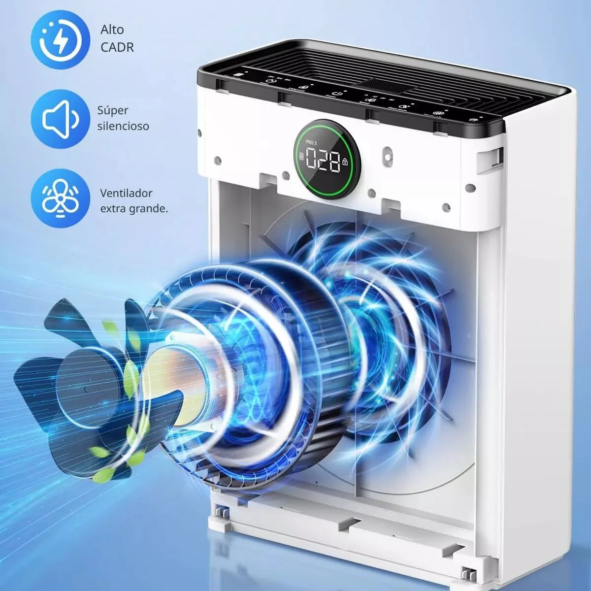 Purificador De Aire Multifuncional Filtro De Aire Microparticulas PM2.5 Para Hogar Y Oficina. Funcionamiento Silencioso. Alcance Hasta 40 M². - Image 3