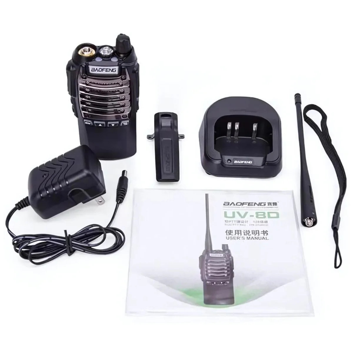 Radio Walkie Talkie Profesional De Doble Banda VHF/UHF 128 Canales De Largo Alcance. Recargable Con Base De Carga. Color Negro (Unidad). - Image 5