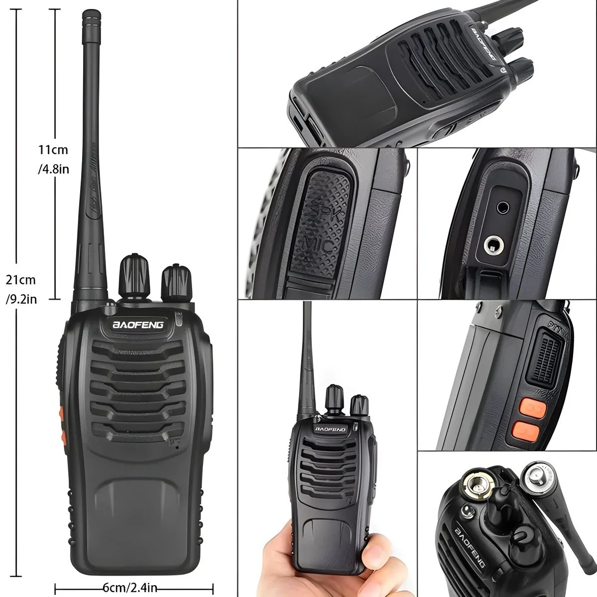 Radios Walkie Talkie De 2 Vías Y 16 Canales. Recargables Con Base De Carga. Color Negro (Pack De 4). - Image 3