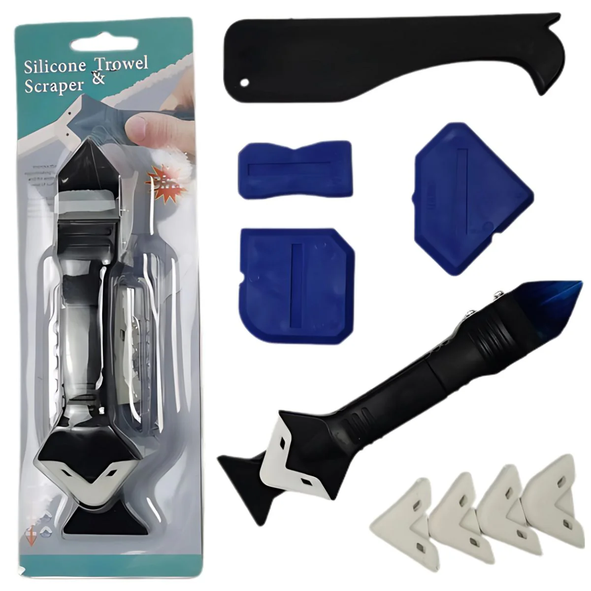 Raspador De Silicona. Removedor Eliminador Quita Silicona. (Set) Herramienta De Eliminación De Lechada. Aplicadort Uña Para Siliconear