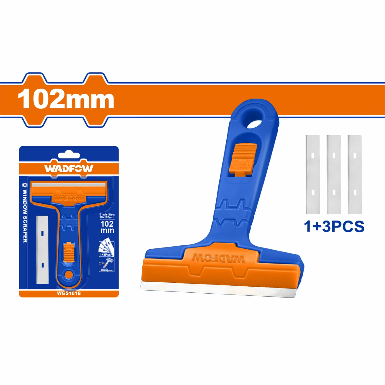 Raspador De Ventana. 102Mm. Incluye 3 Cuchillas De Repuesto.