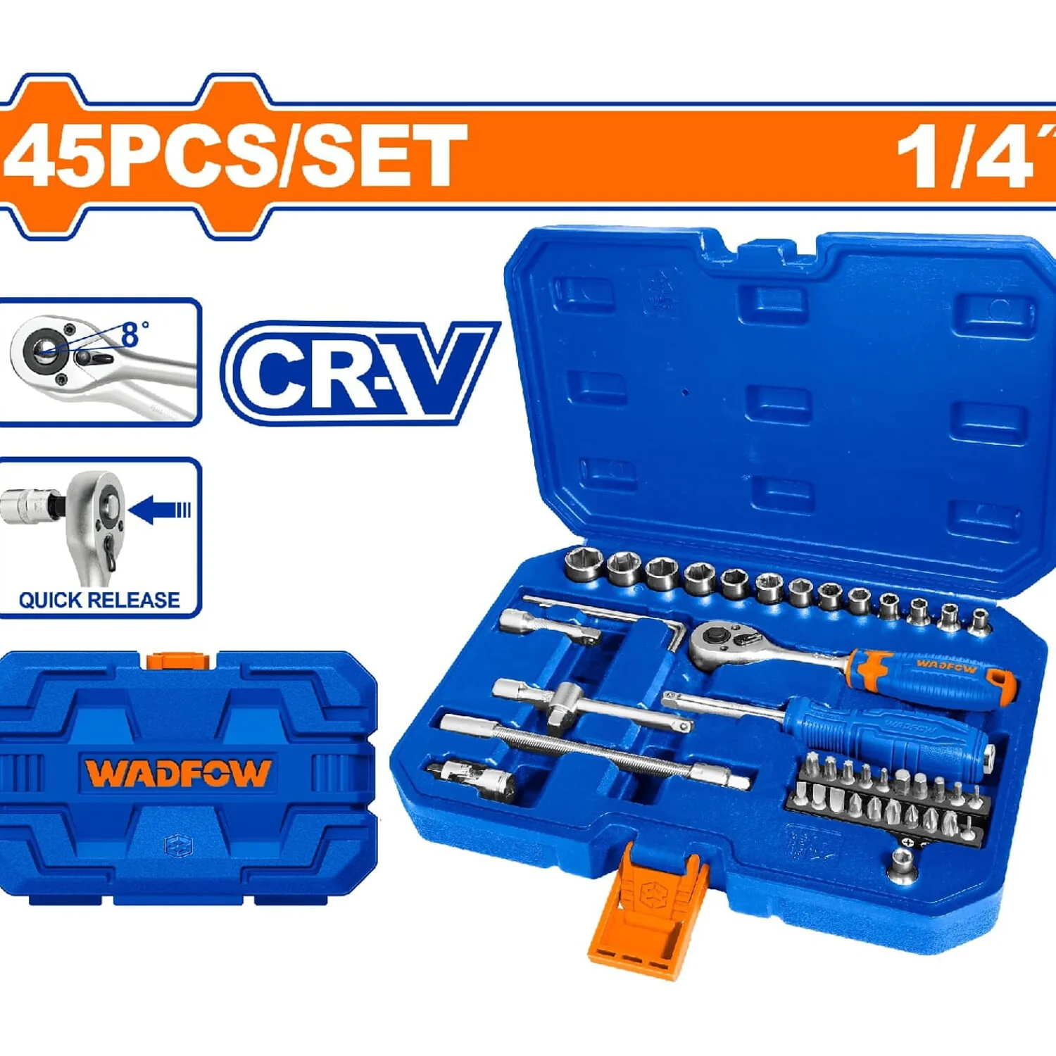 Ratchet Con Socket Dados 45 Piezas 1/4". CR-V. Tratamiento Térmico. Se Vende En Juego. - Image 2
