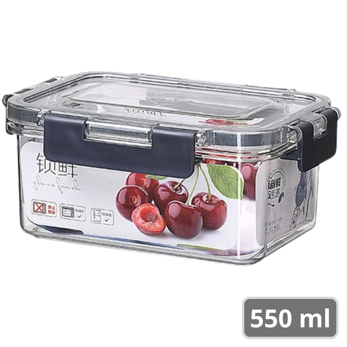 Recipiente Hermético De Almacenamiento Apilable De 550Ml De PET Grado Alimenticio. Vasija De Comida Para Microondas Y Refrigerador. Caja De Almacenamiento Sellada.