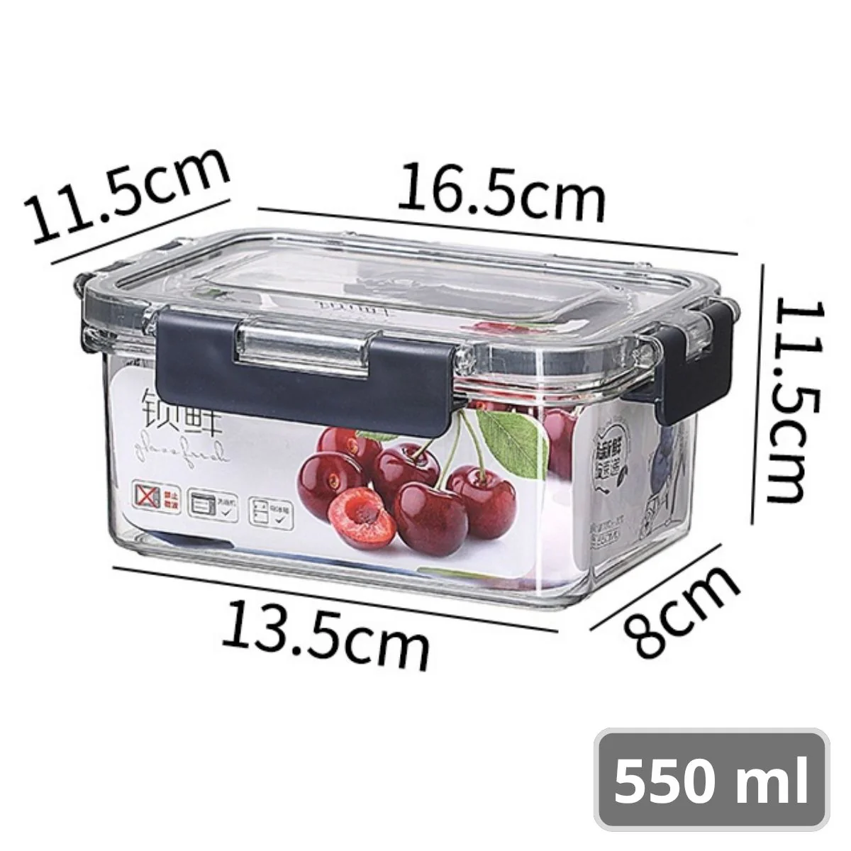 Recipiente Hermético De Almacenamiento Apilable De 550Ml De PET Grado Alimenticio. Vasija De Comida Para Microondas Y Refrigerador. Caja De Almacenamiento Sellada. - Image 5