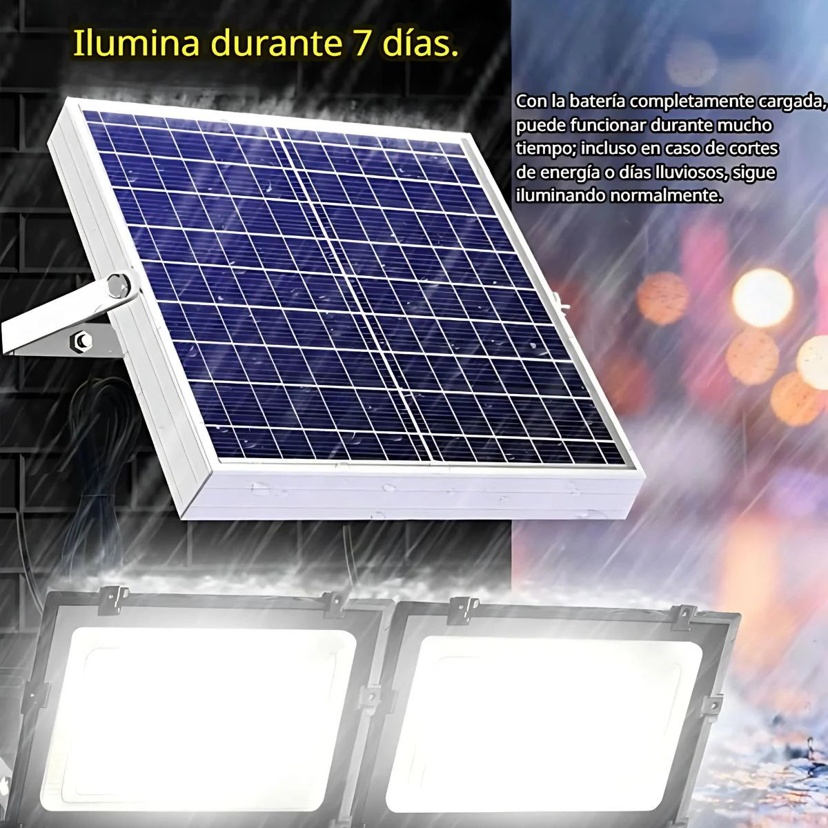 Reflector LED Con Panel Solar. Luz LED IP67. Duración De 5 A 20 Horas. - Image 2