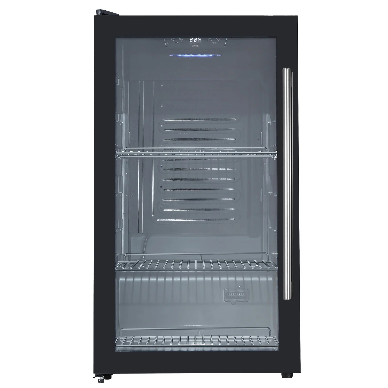 Refrigerador Nevera Mini De 85 Litros Con Puerta De Vidrio. Capacidad Para 70 Latas. Color Negro. Modelo Piave Drija