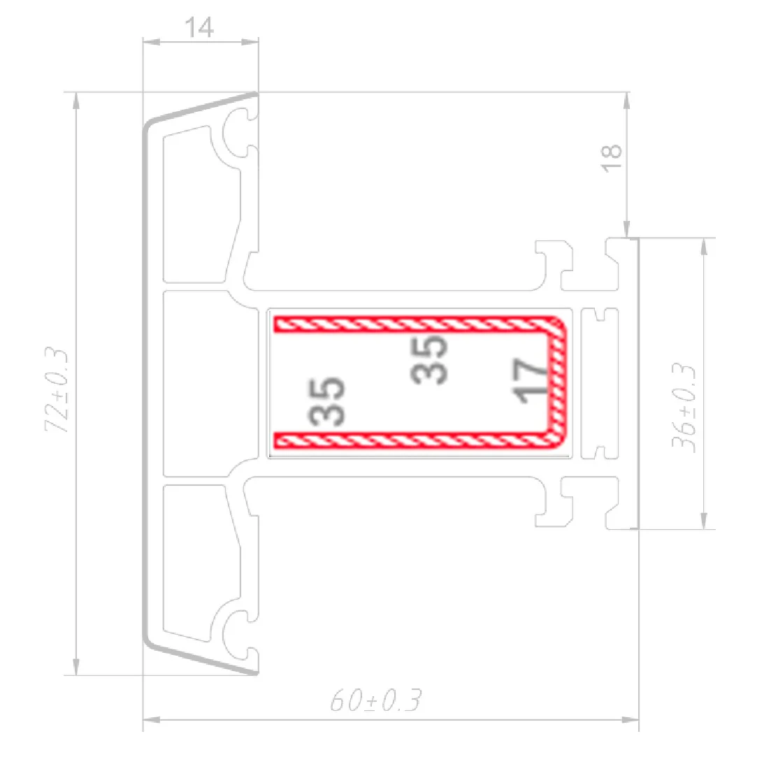 Refuerzo De Acero 1.2Mm Perfil "U" 35×17×35Mm Para Pilastra HAT004 Serie Abatible Upview 60Mm  5.9M - Image 2