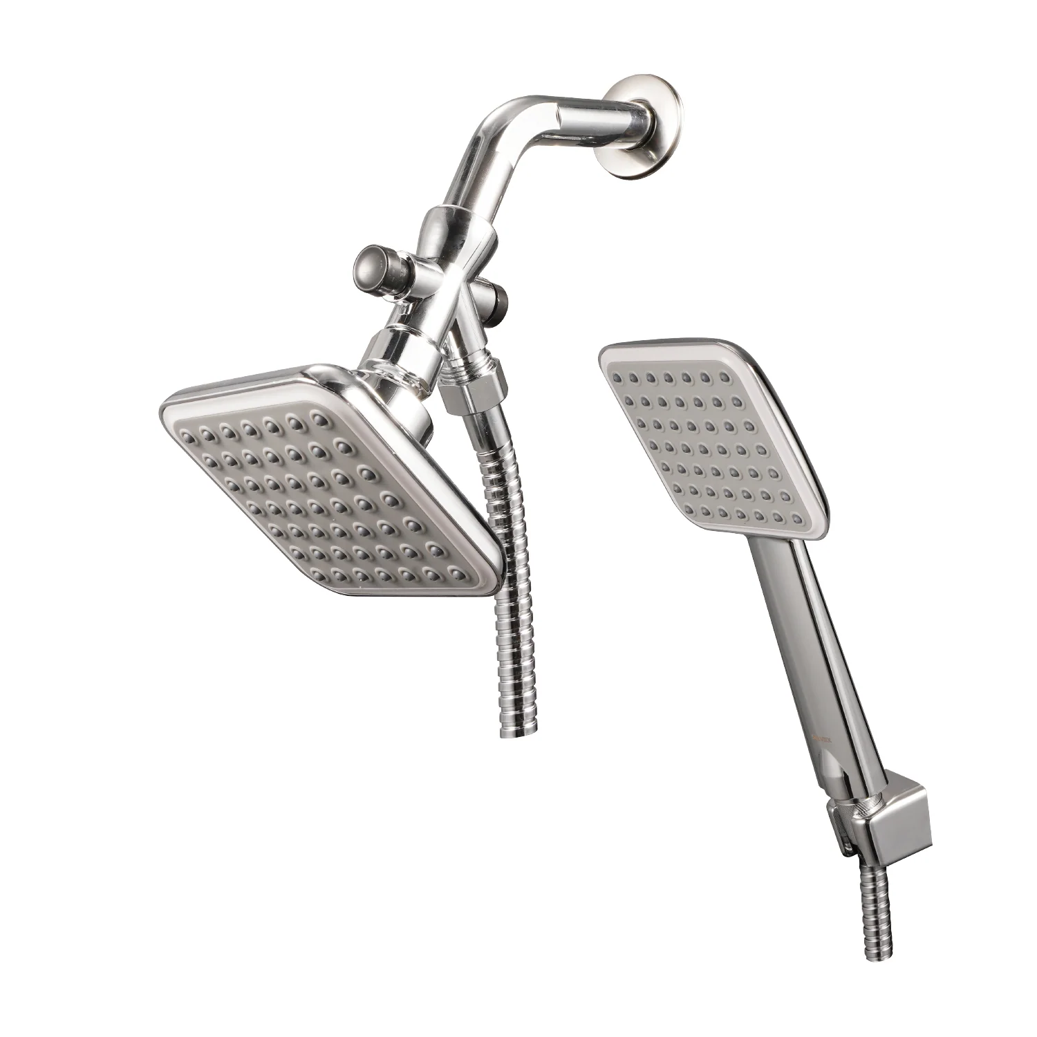 Regadera Para Ducha Con Extensión Tipo Teléfono 4" Cuadrada Cromada. Manguera Y Desviador Incluidos. - Image 2