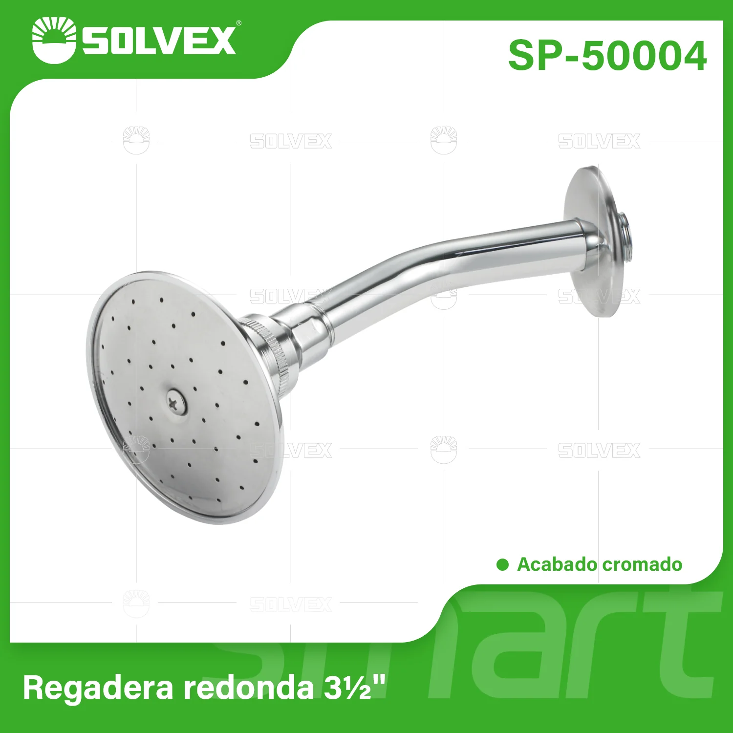Regadera Para Ducha Redonda 3½" Cromada. Cabezal De Alto Flujo Con Chorro Amplio Y Diseño Elegante.