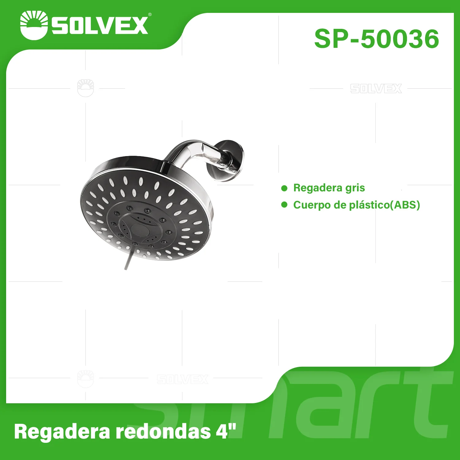 Regadera Para Ducha Redonda 5" Cromada. Cabezal De Plástico ABS Con 5 Funciones.