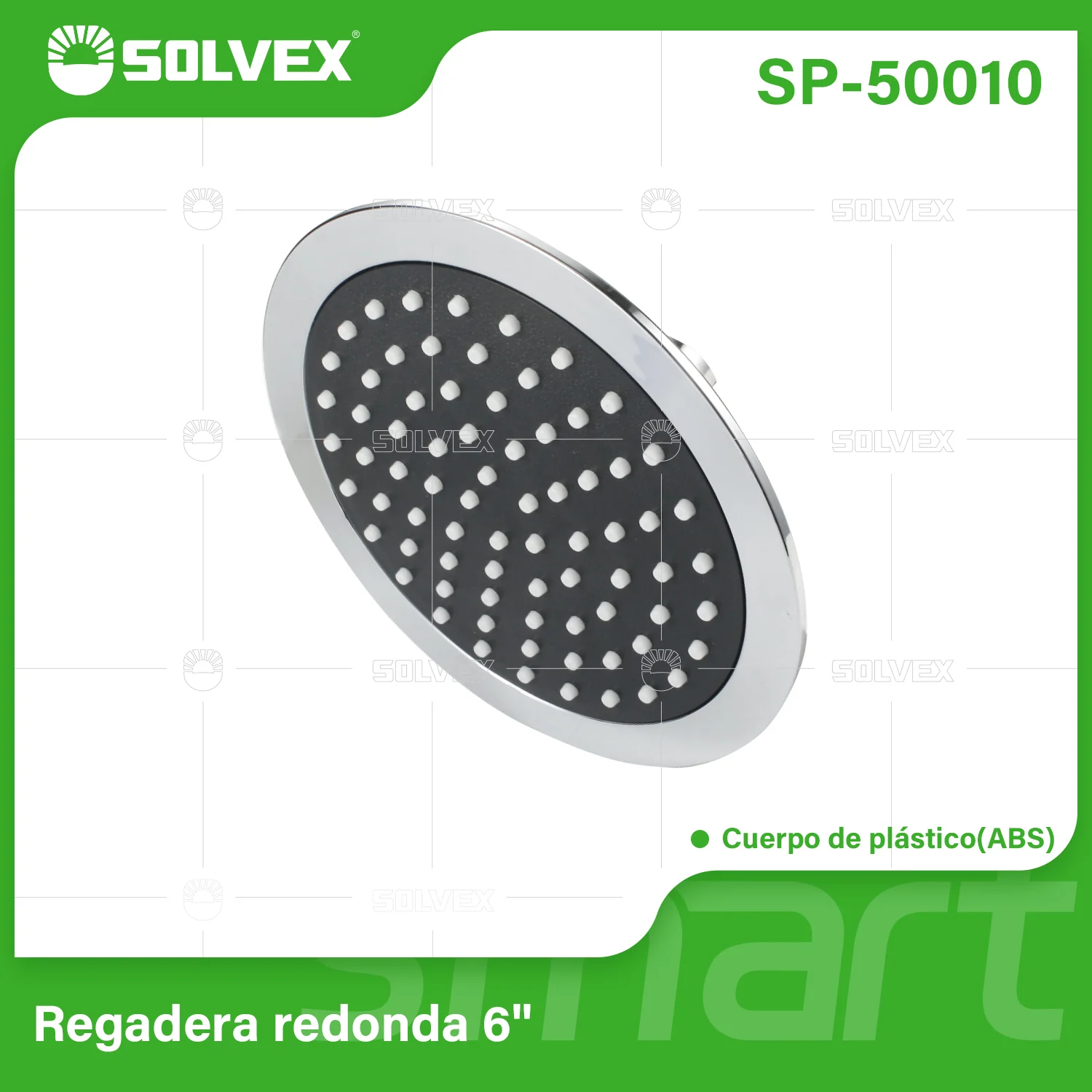 Regadera Para Ducha Redonda 6" Cromada. Cabezal De Plástico ABS Resistente.