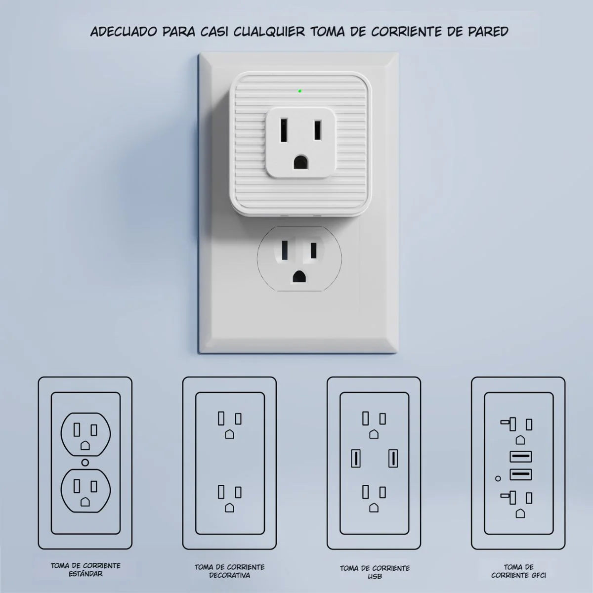 Regleta T Extensor De Tomacorrientes De Pared 5 En 1. Adaptador De Enchufe Compacto. Multiplicador De Tomas Eléctricas. - Image 4