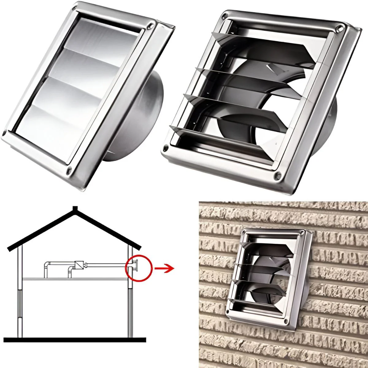 Rejilla De Ventilación 4" Con Láminas Móviles. Para Extractor De Baño Tapa De Extractor De Acero Inoxidable 304. - Image 3
