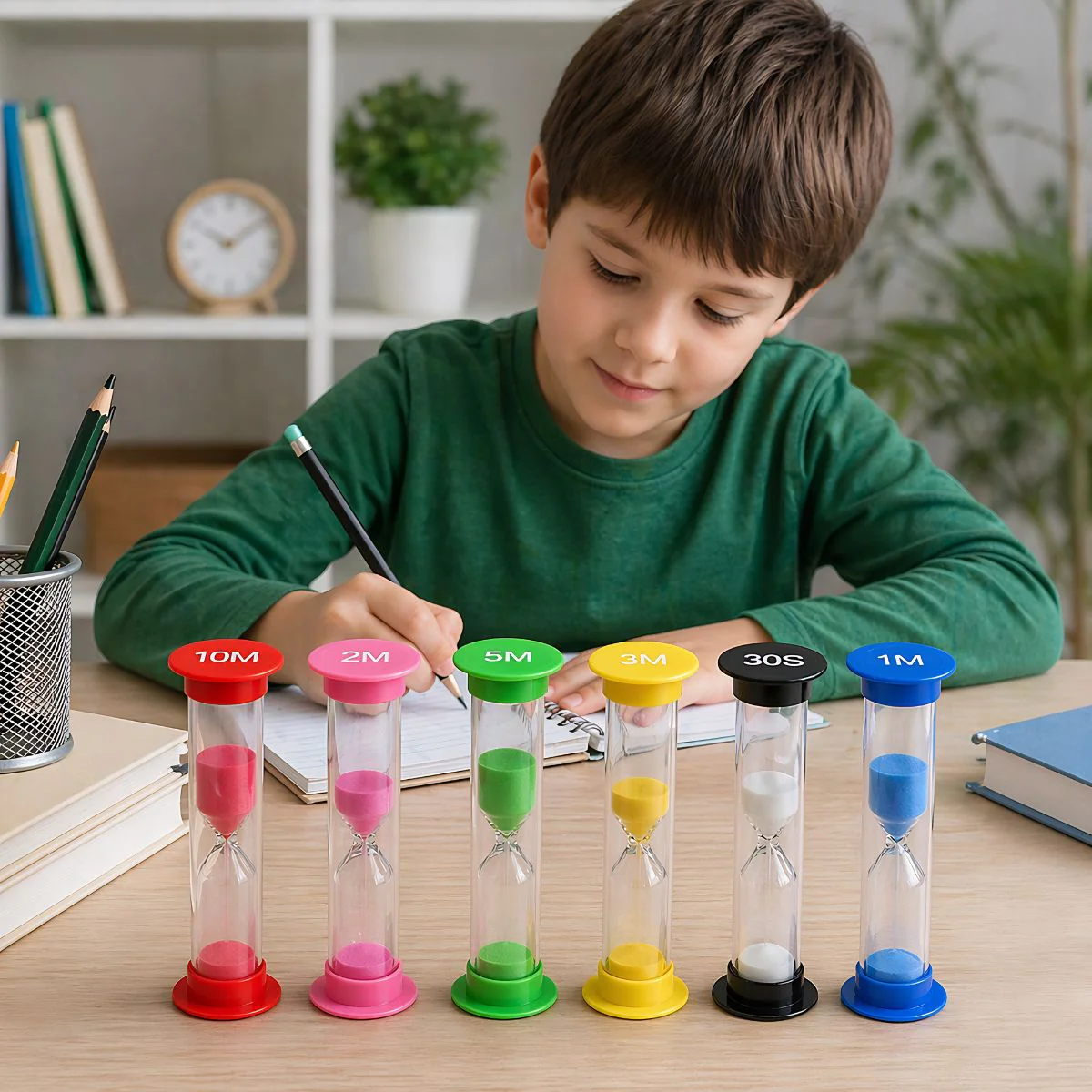 Reloj De Arena Temporizador. Set 6 Piezas (30 Seg A 10 Min). Cronómetro Visual Para Niños, Cocina, Estudio Y Productividad. - Image 3