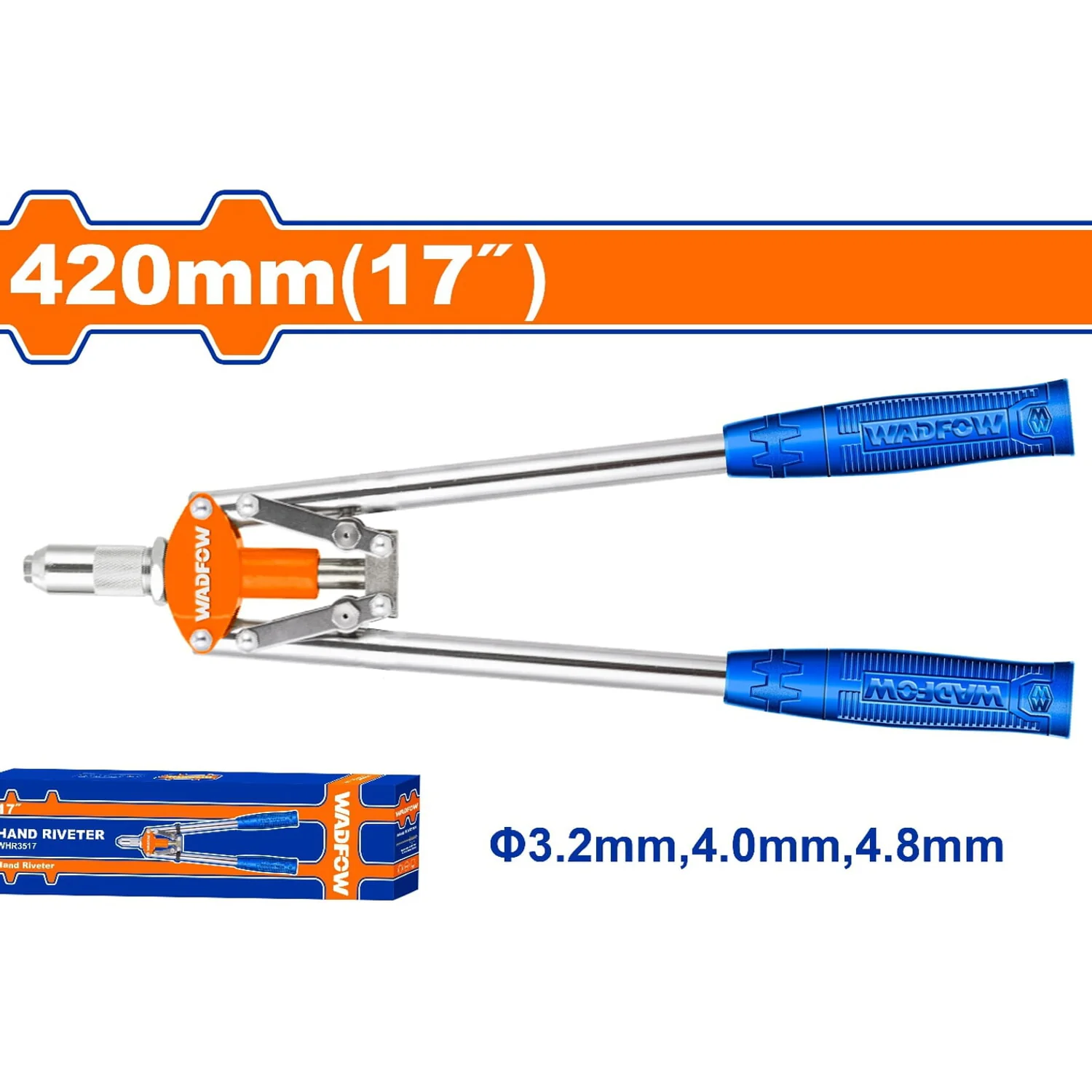 Remachadora 17"  Para Remaches: 3.2Mm, 4Mm, 4.8Mm. Acero Y Aluminio. Mango Ergonómico. - Image 2