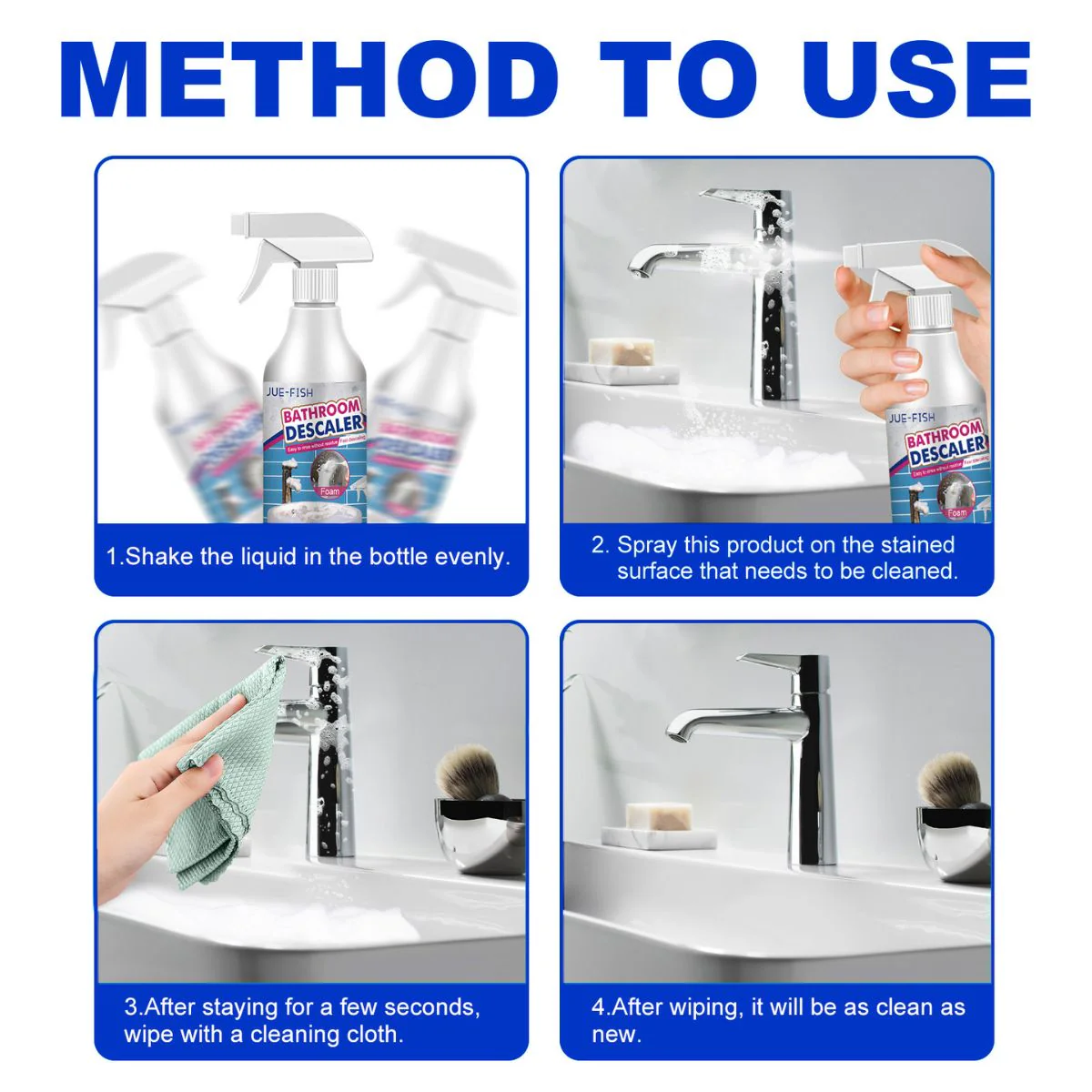 Removedor De Cal Y Sarro Para Baño. Eliminador De Suciedad En Espuma Sin Enjuague 60Ml. Limpiador Multiusos. (Incluye 2 Paños) - Image 2