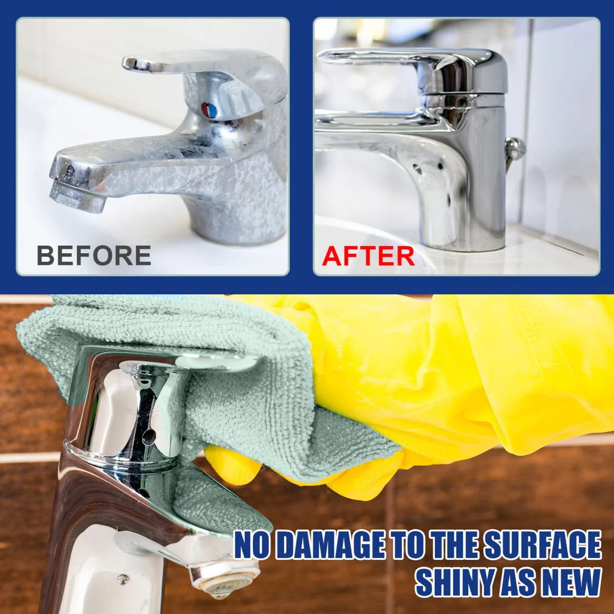 Removedor De Cal Y Sarro Para Baño. Eliminador De Suciedad En Espuma Sin Enjuague 60Ml. Limpiador Multiusos. (Incluye 2 Paños) - Image 4