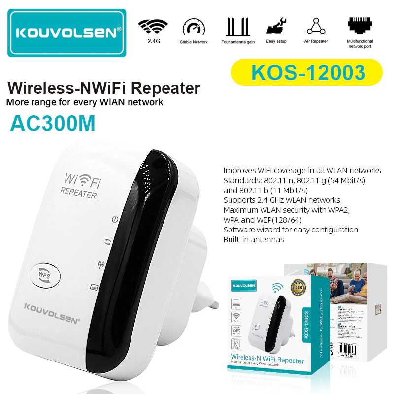 Repetidor Wifi Inalámbrico 300Mbps 2.4Ghz. Amplificador De Señal Wireless-N Con Botón WPS. Extensor De Cobertura 110V. - Image 2