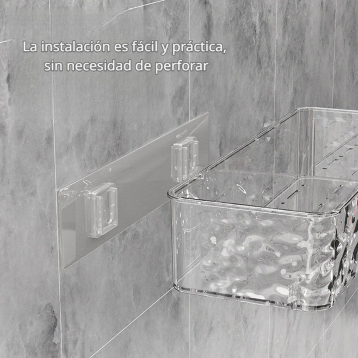 Repisa De Baño Pared. Estante Flotante Transparente Con Ventosas (Unidad). Organizador De Ducha. 30.5X11.5X9.5Cm. - Image 4