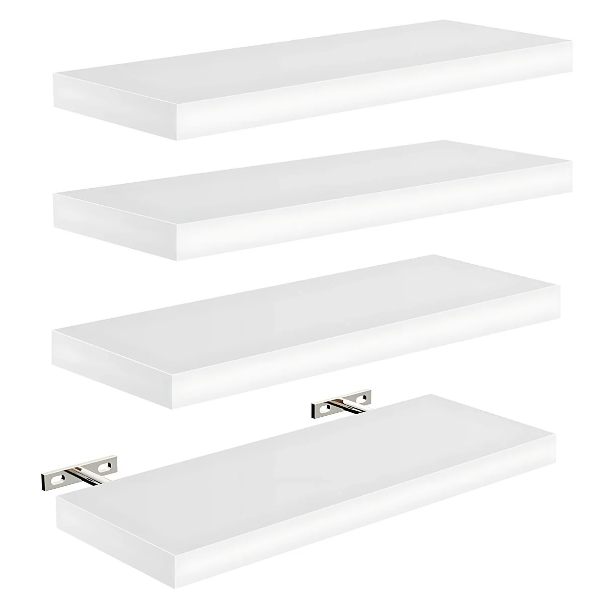 Repisa De Pared  Flotantes Color Blanco (Set De 4 Piezas). Repisas De Pared. Tablillas De 40X15cm.
