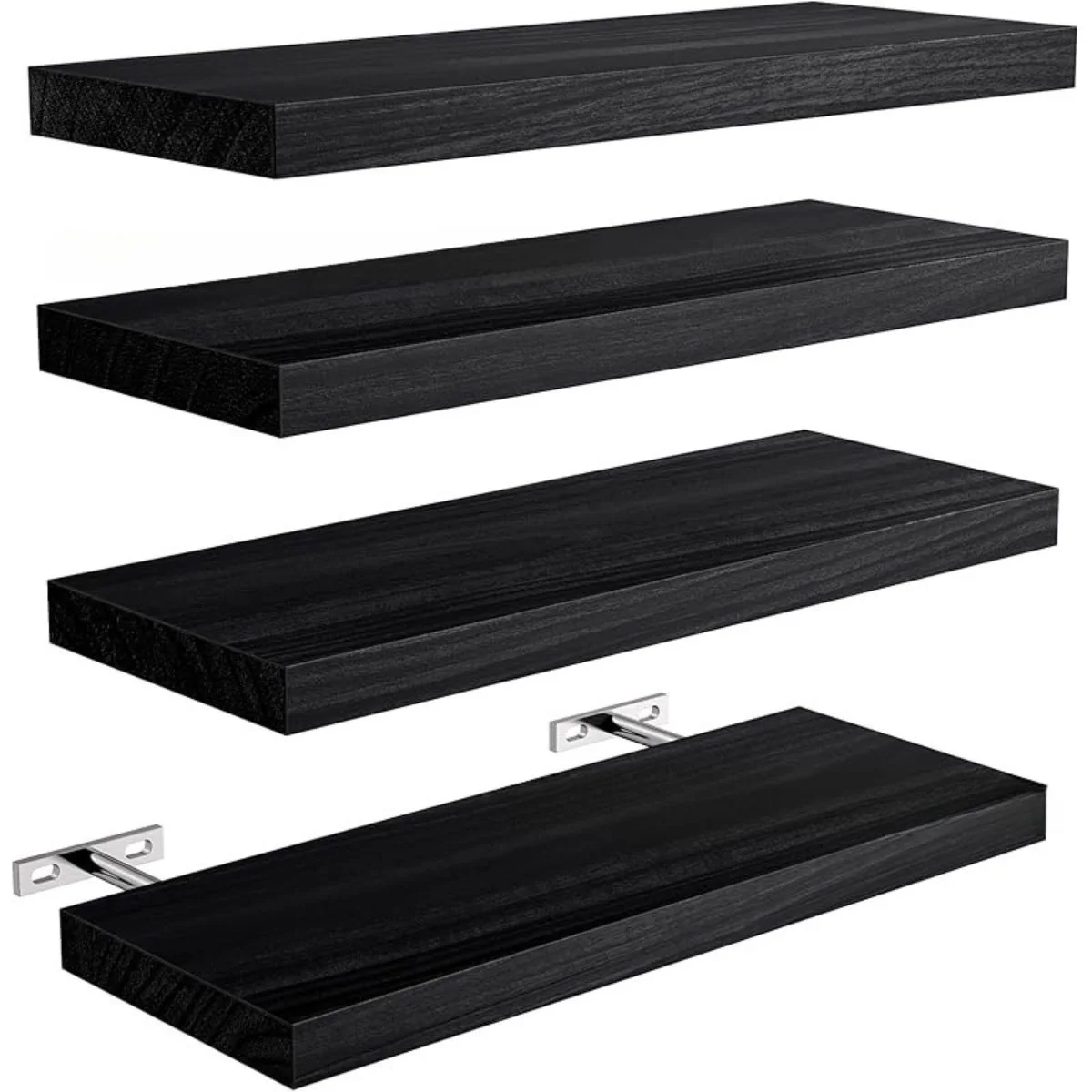Repisa De Pared Flotantes Color Negro (Set De 4 Piezas). Repisas De Pared. Tablillas De 40X15cm.
