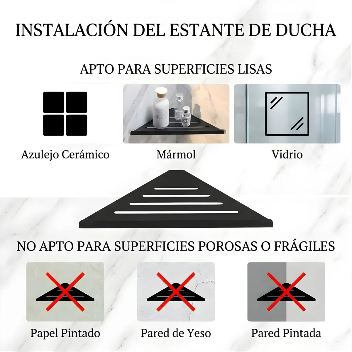 Repisa Esquinera De Ducha Con Ranuras 30×19×2.5Cm Color Negro Acero Inoxidable 304. Organizador Esquinero Para Baño. - Image 4
